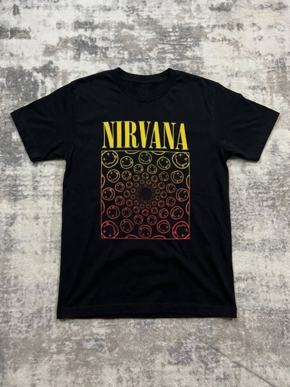 Nirvana  Smiley Vortex Junior Top Boxed Smile Face Vortex Art Under Logo Repint